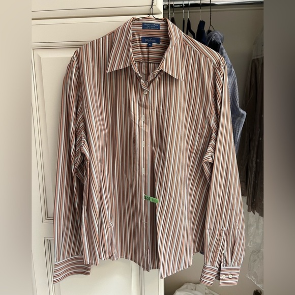Faconnable Long Sleeve Button Down Cotton Poplin Shirt XL multicolor stripe - Picture 1 of 7